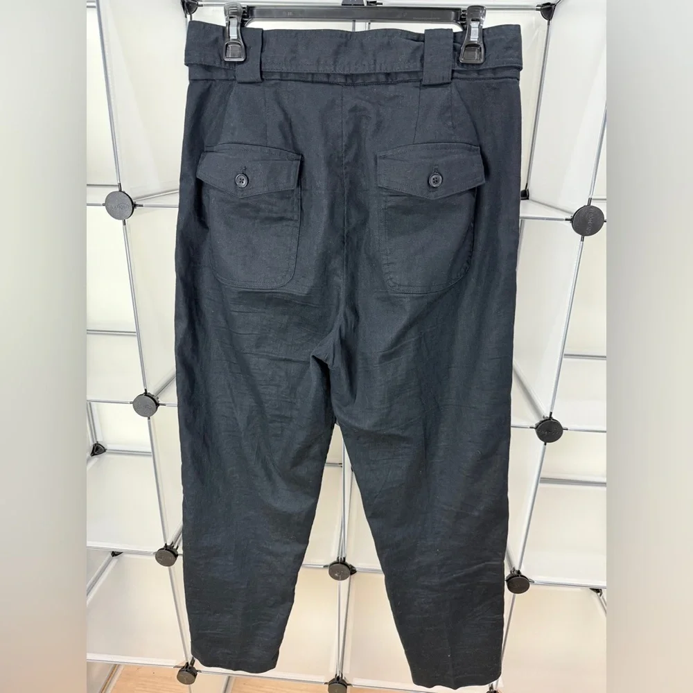 Banana Republic Women’s Linen Cotton Straight Leg Belt Tie High Waist Pants 8